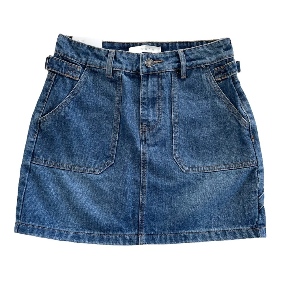 Nature Los Angeles 100% Cotton High-Rise Dark Denim Jean Skirt Women’s Small - Picture 15 of 15